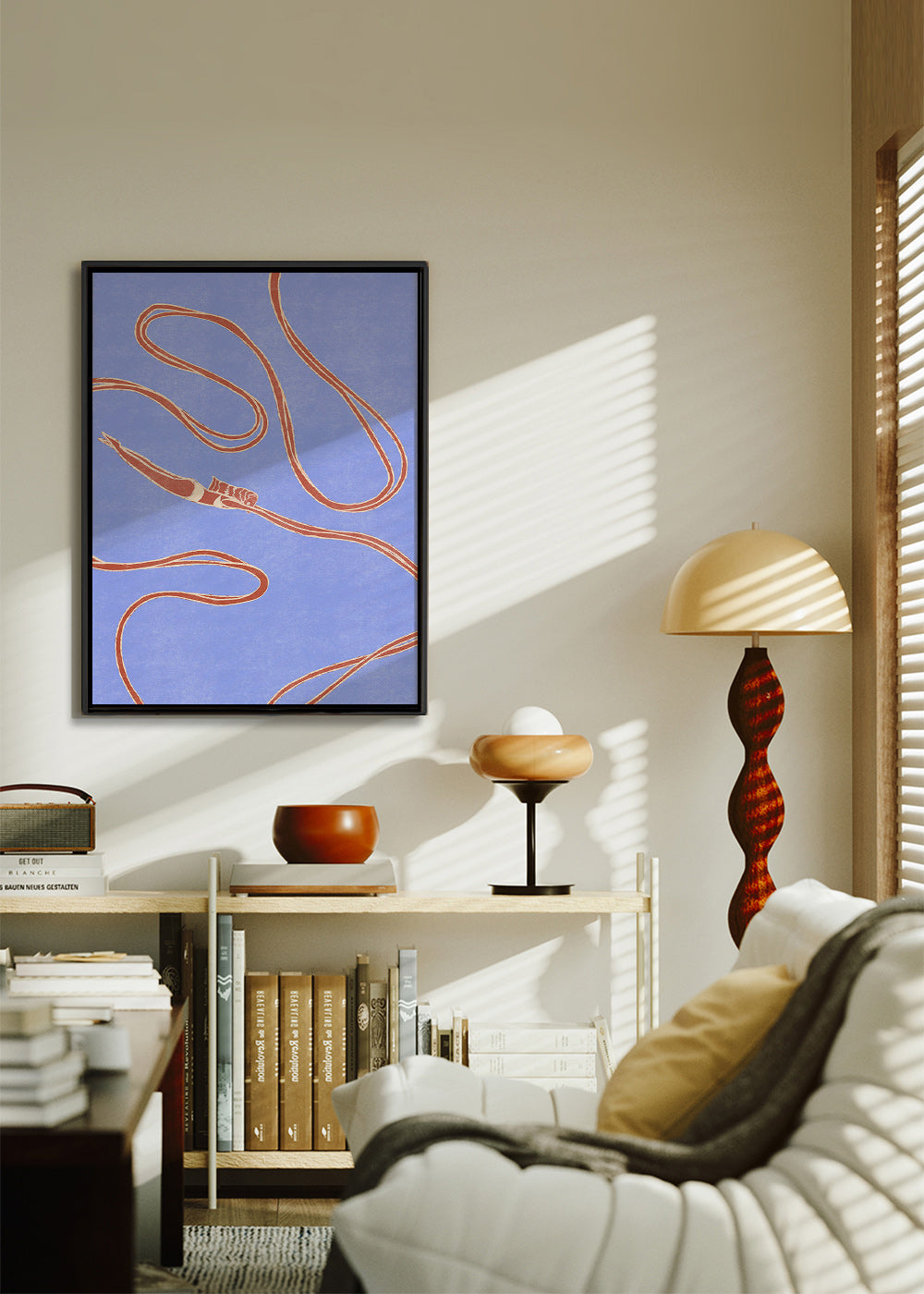 Ilustrace: plavkyně s plynulými stuhami – Canvas2