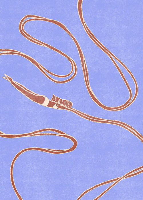 Ilustrace: plavkyně s plynulými stuhami