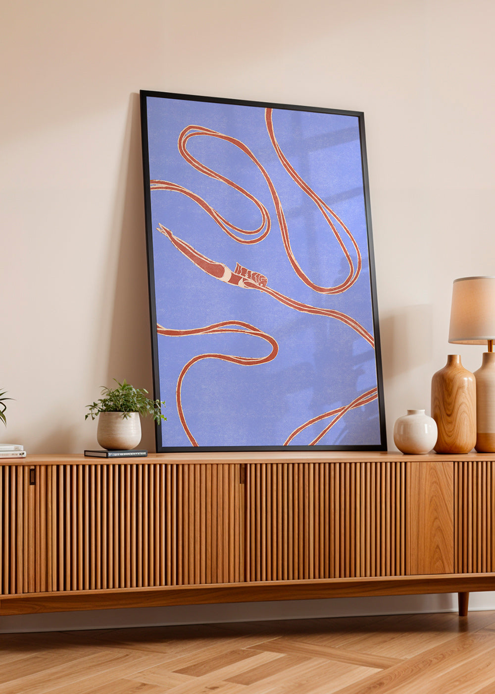Ilustrace: plavkyně s plynulými stuhami – Product2
