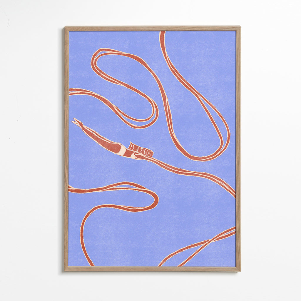 Ilustrace: plavkyně s plynulými stuhami – Oak Frame