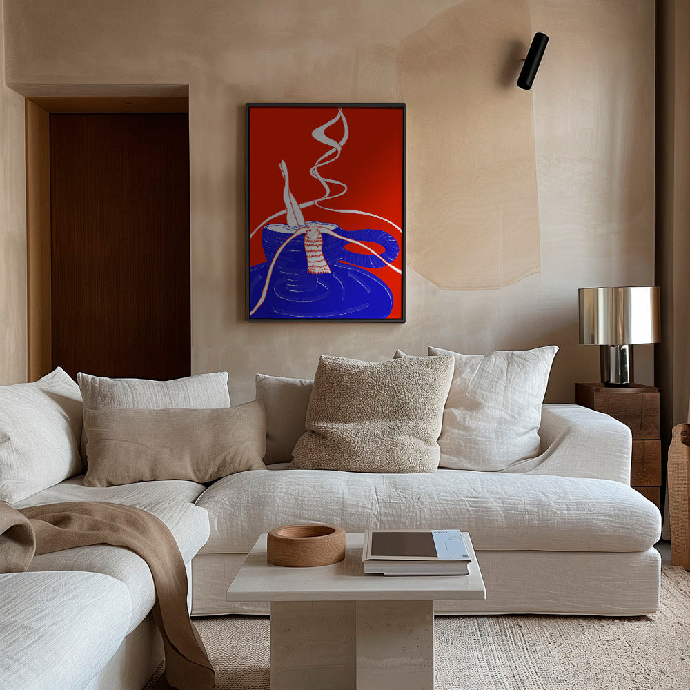 Obraz do kuchyně: modrý šálek s figurou – Canvas1
