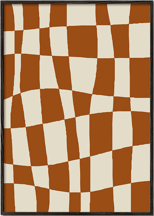 Geometrický obraz s vlnící se šachovnicí – Black Frame