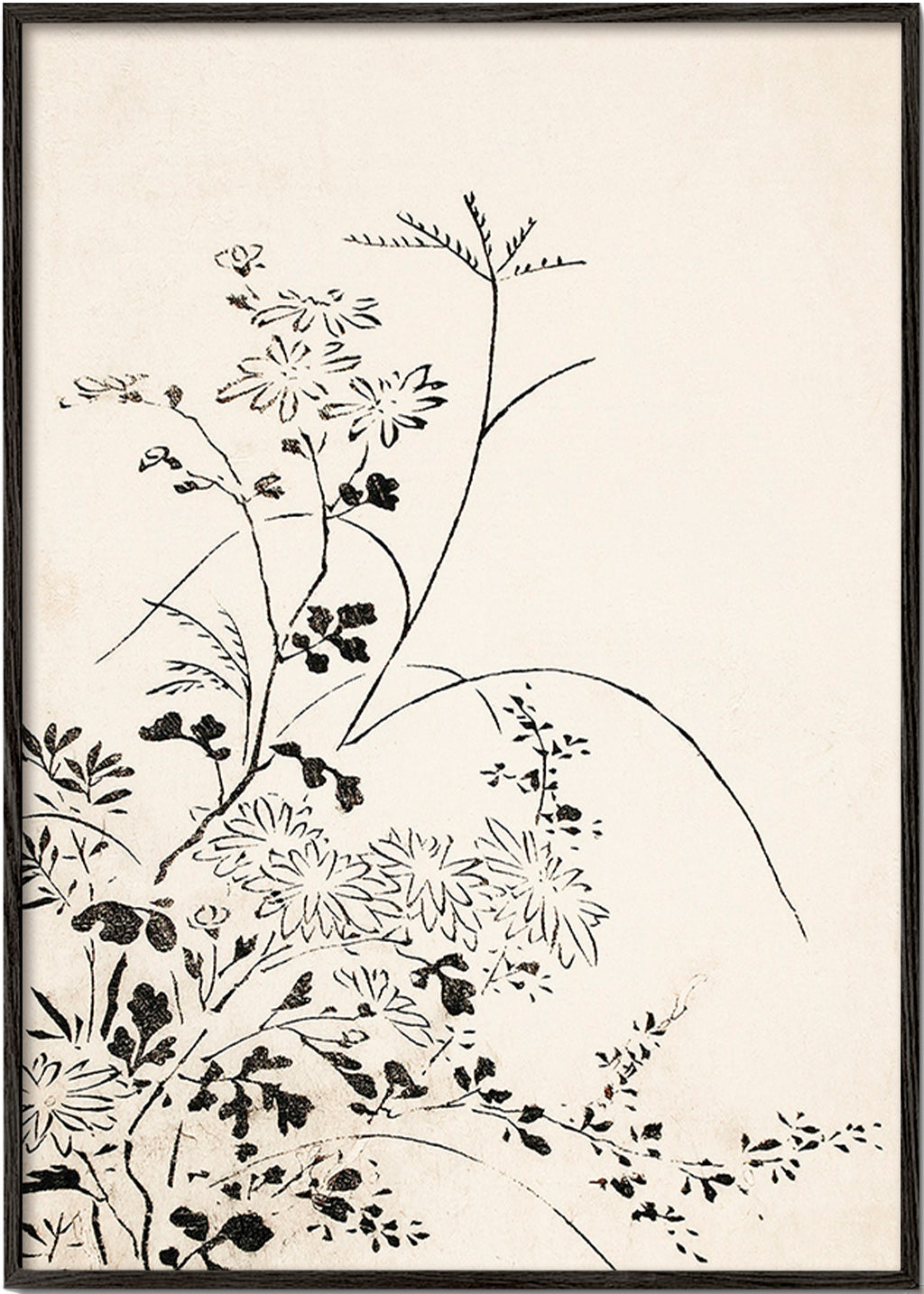 Botanický tisk inkoustem v japonském minimalismu – Black Frame