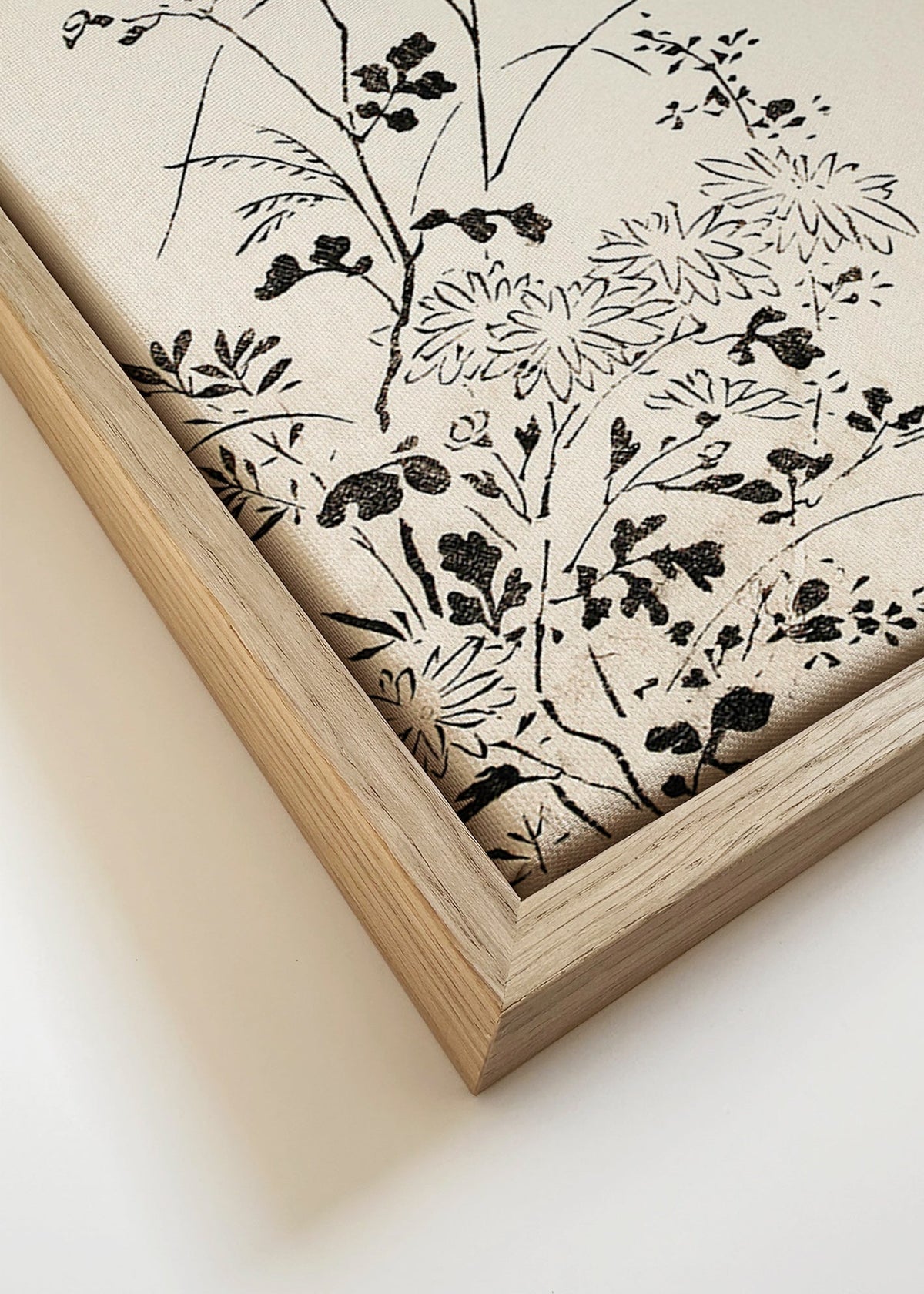 Botanický tisk inkoustem v japonském minimalismu – Canvas detail