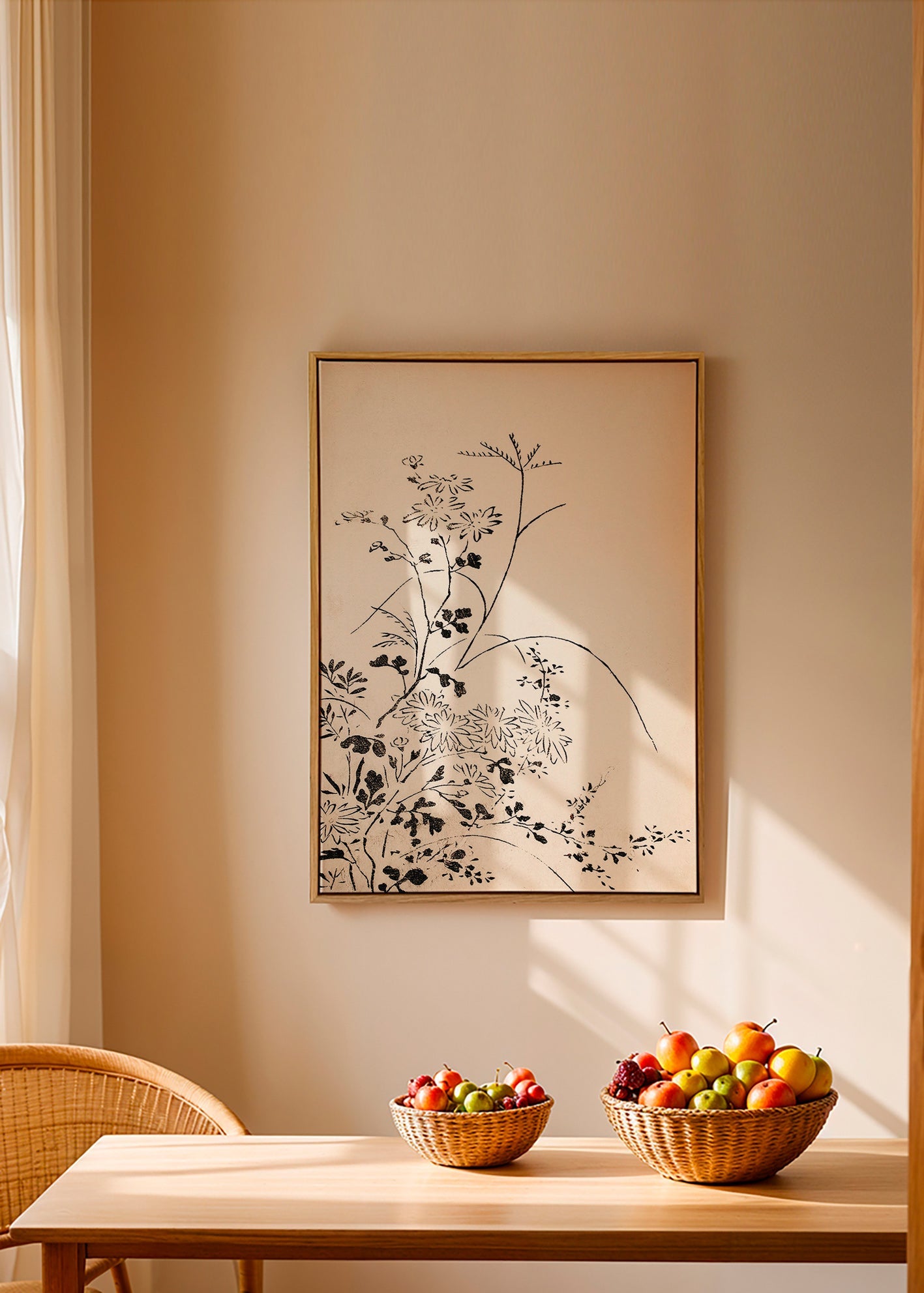 Botanický tisk inkoustem v japonském minimalismu – Canvas1