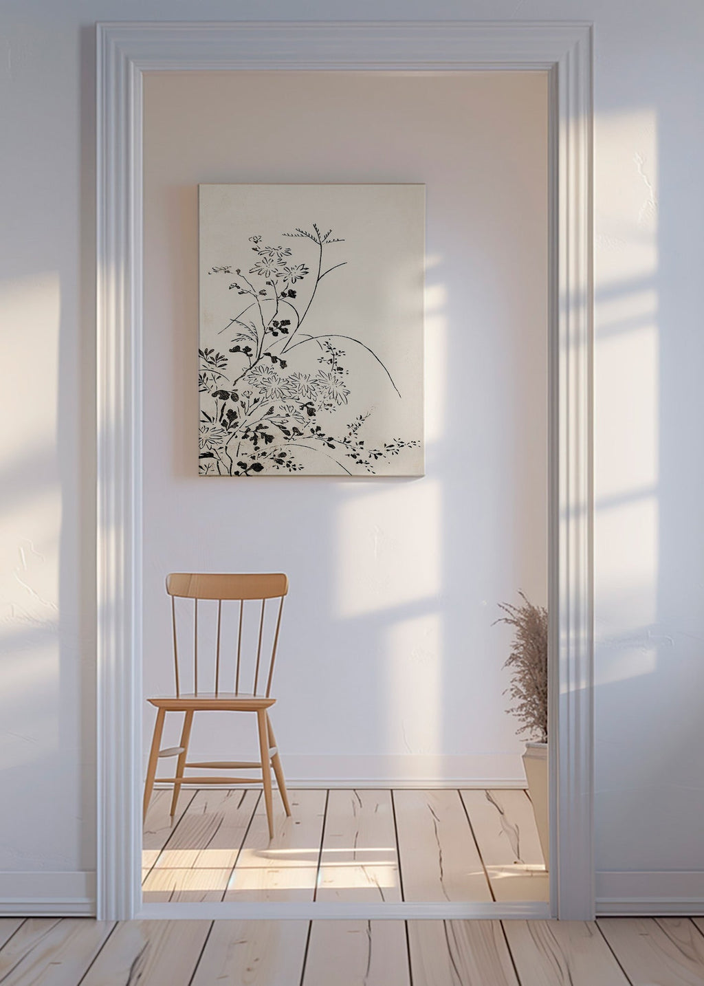 Botanický tisk inkoustem v japonském minimalismu – Canvas