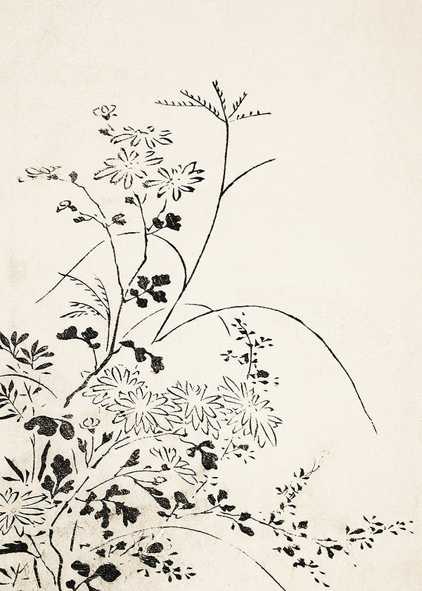 Botanický tisk inkoustem v japonském minimalismu