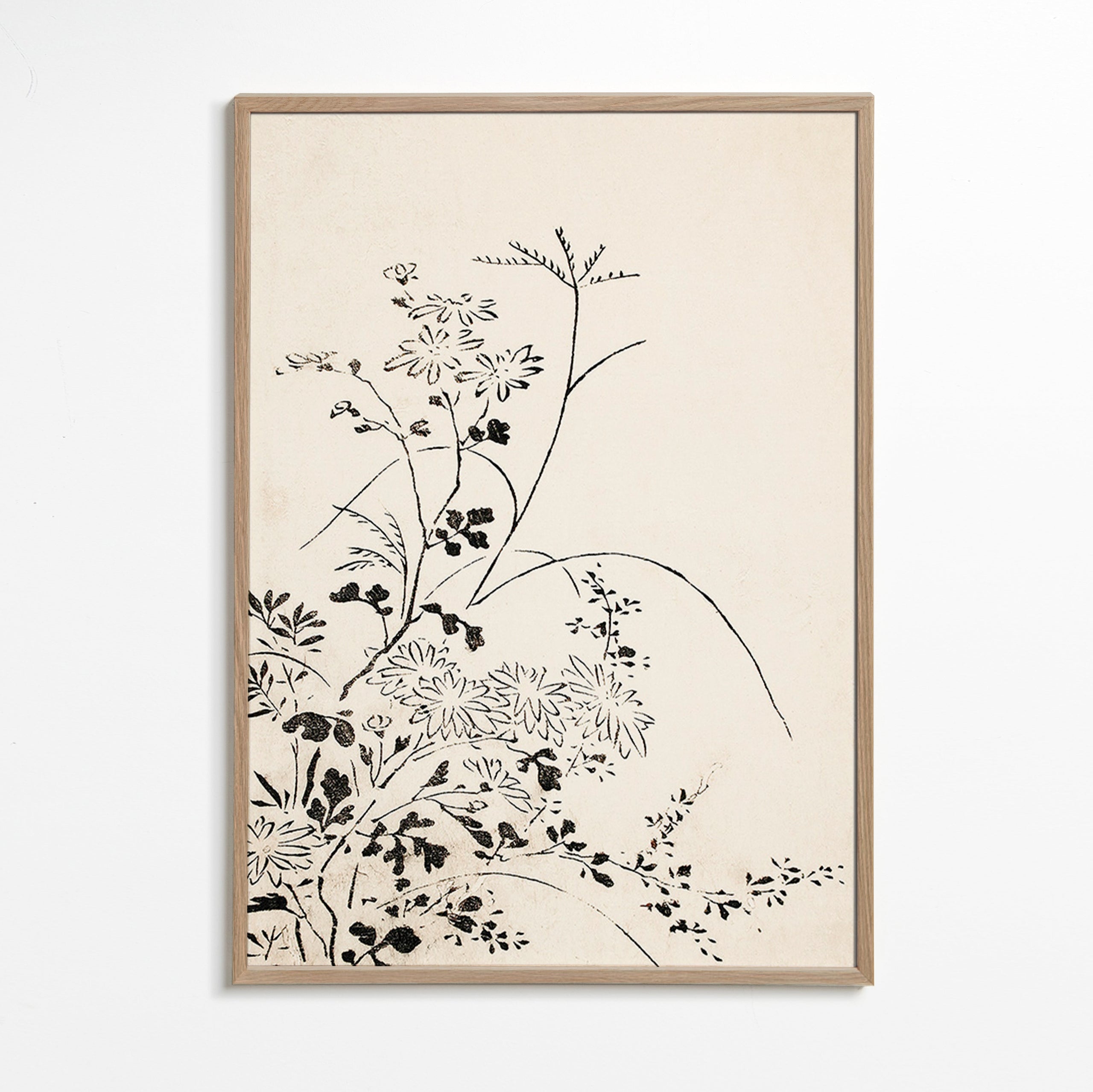 Botanický tisk inkoustem v japonském minimalismu – Oak Frame
