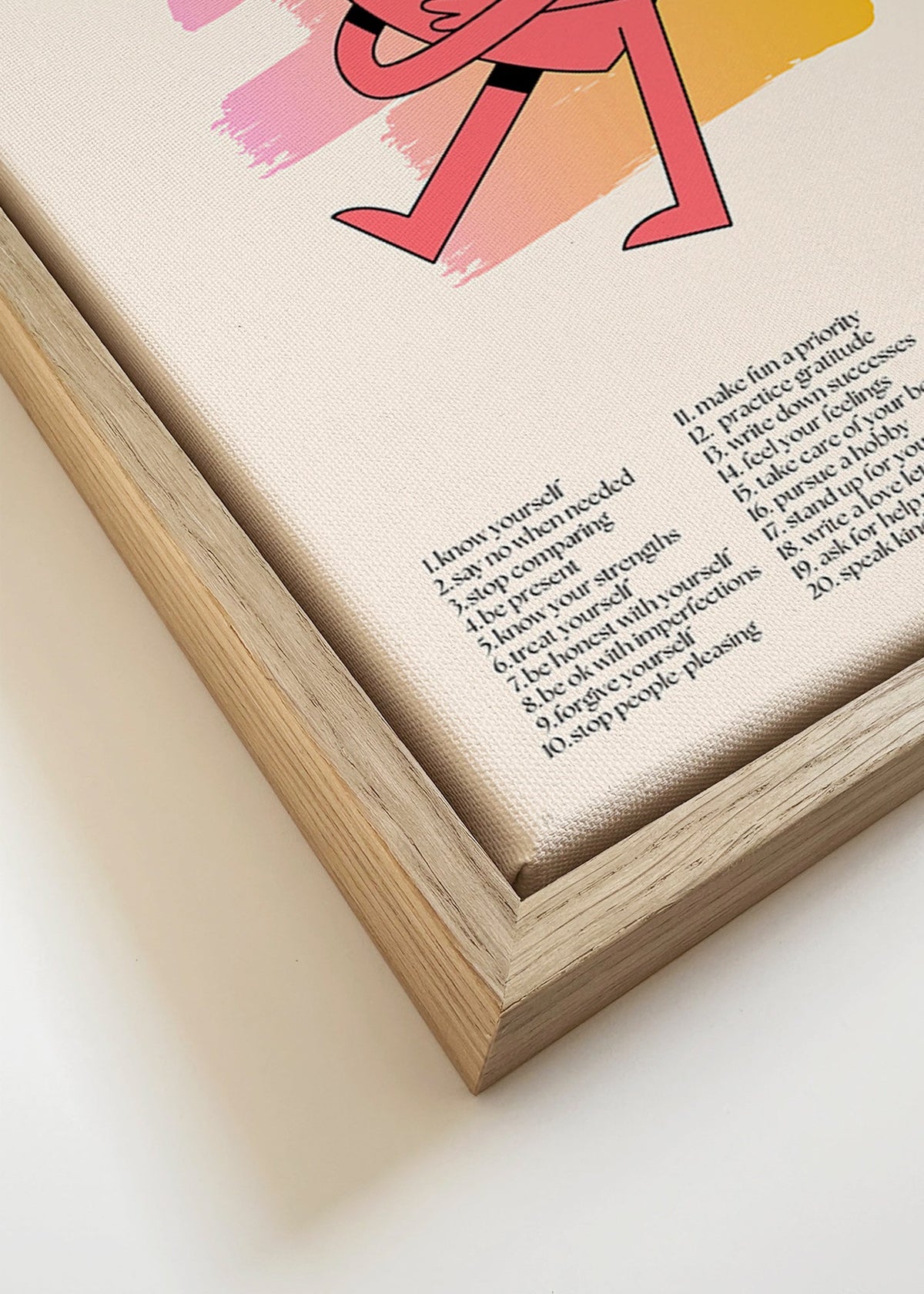 Ilustrace: Srdce objímající sebe na jemném pastelovém pozadí – Canvas detail
