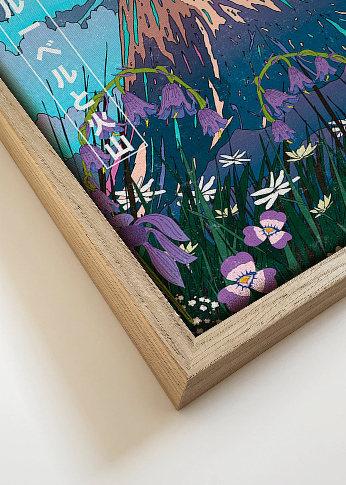 Obraz krajiny: vulkán a zvonky – Canvas detail