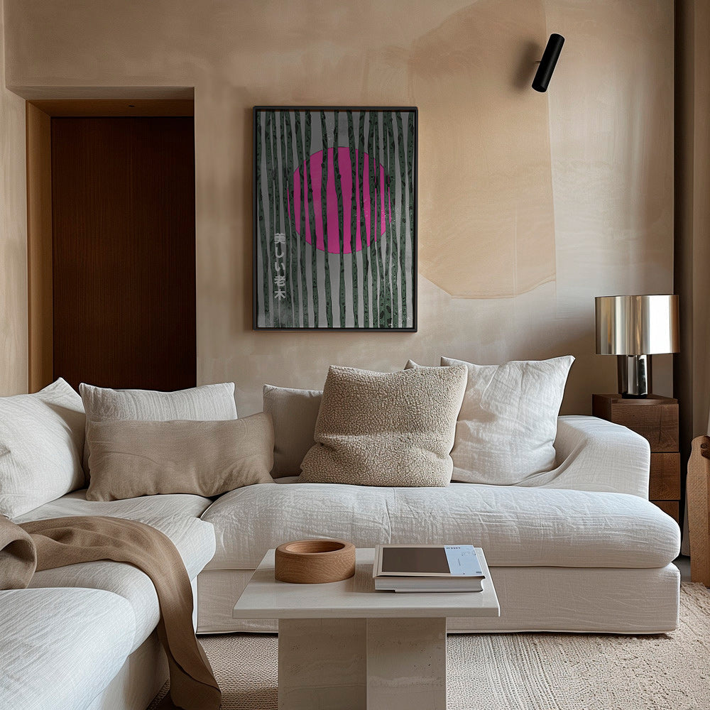 Botanický plakát růžový bambusový les – Canvas2