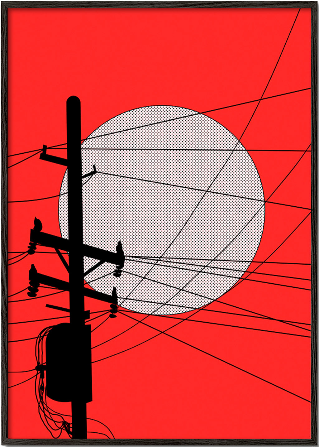 Ilustrace japonského slunce a kabelů – Black Frame