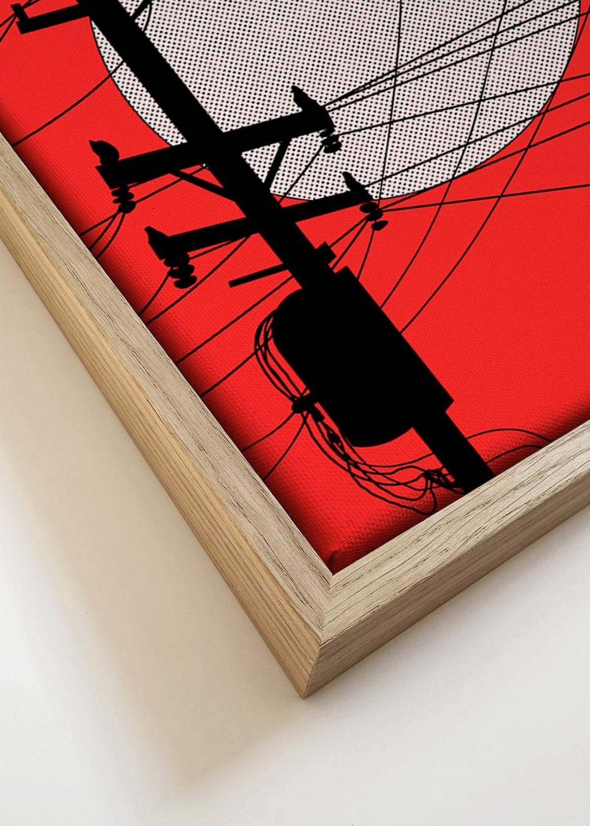 Ilustrace japonského slunce a kabelů – Canvas detail