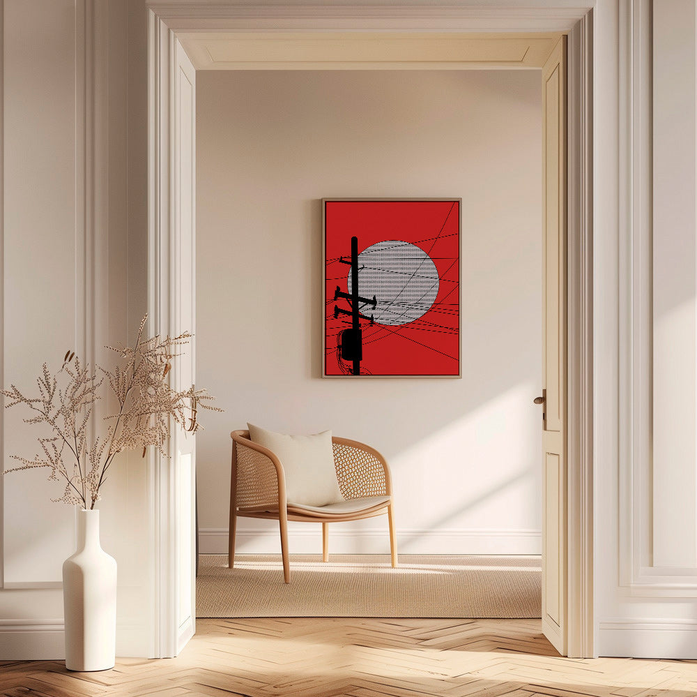 Ilustrace japonského slunce a kabelů – Canvas1