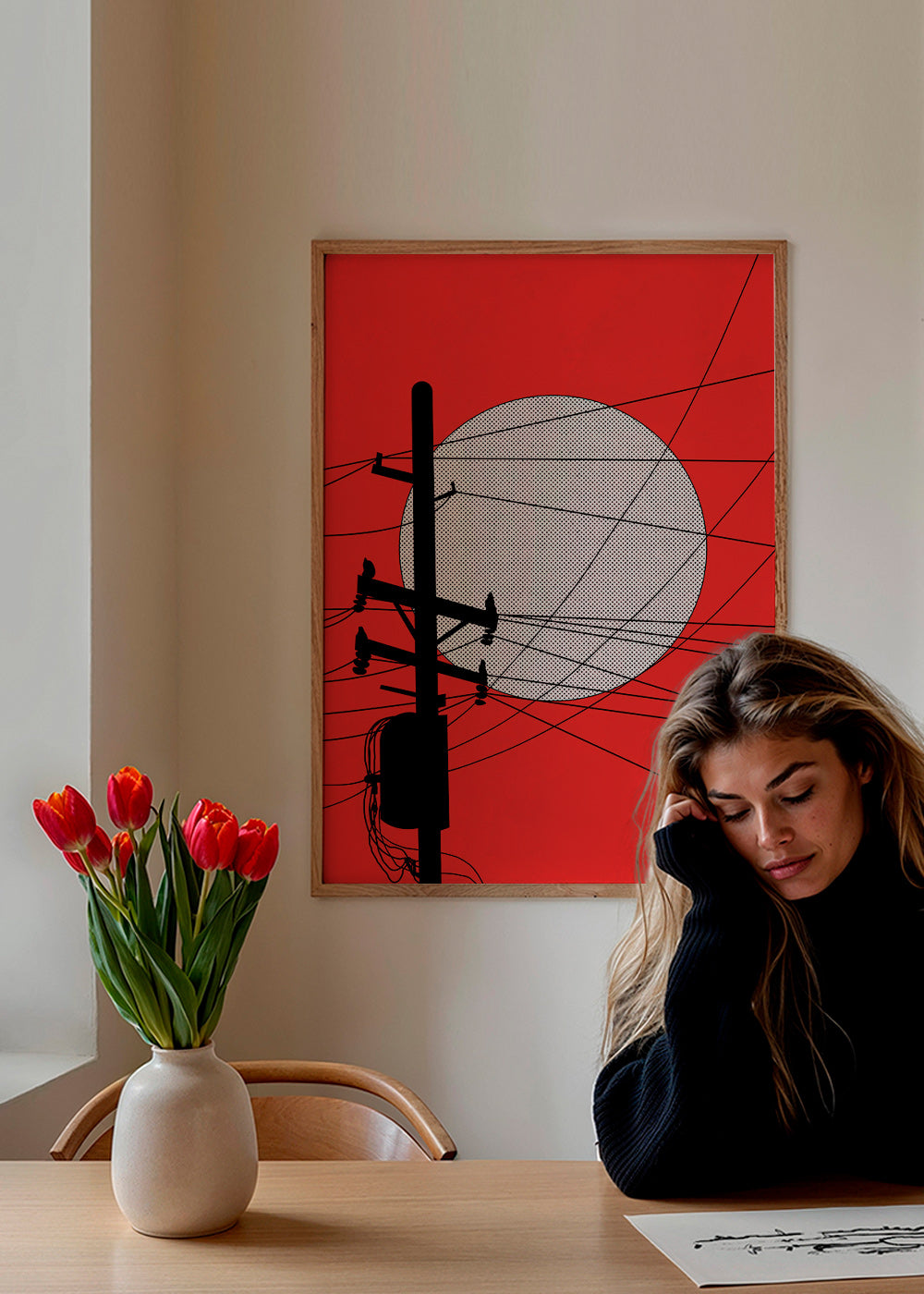 Ilustrace japonského slunce a kabelů – Product1