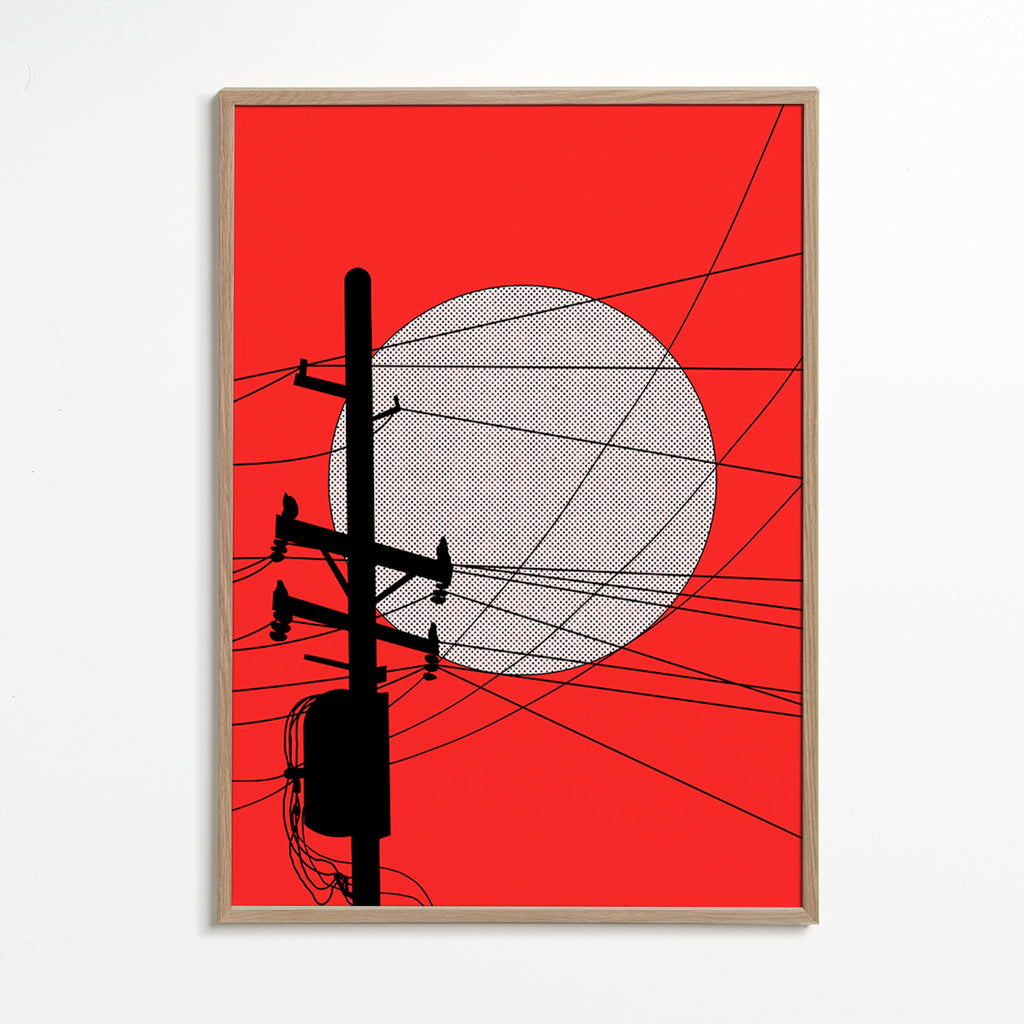 Ilustrace japonského slunce a kabelů – Oak Frame