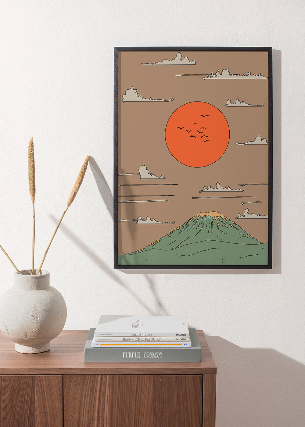 Japonská ilustrace se svítáním nad stylizovanou horou – Product2