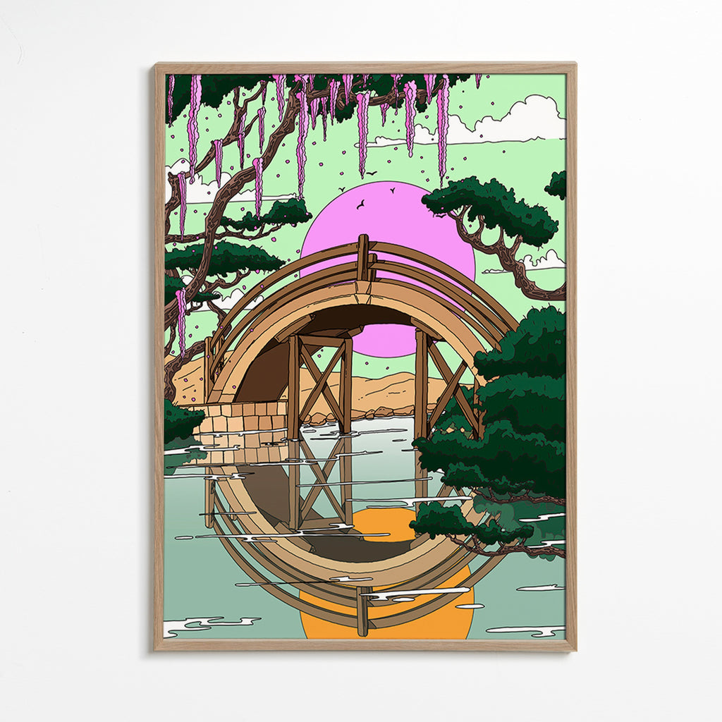 Krajinářské umění: obloukový most s odrazem – Oak Frame