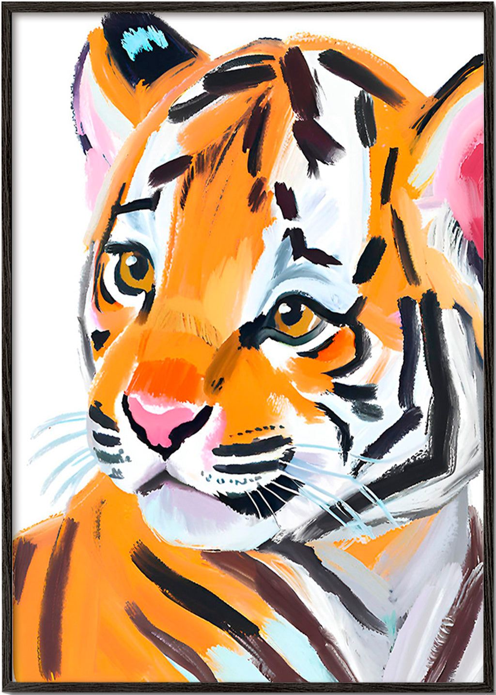 Obraz tygrys ilustrace portrét – Black Frame