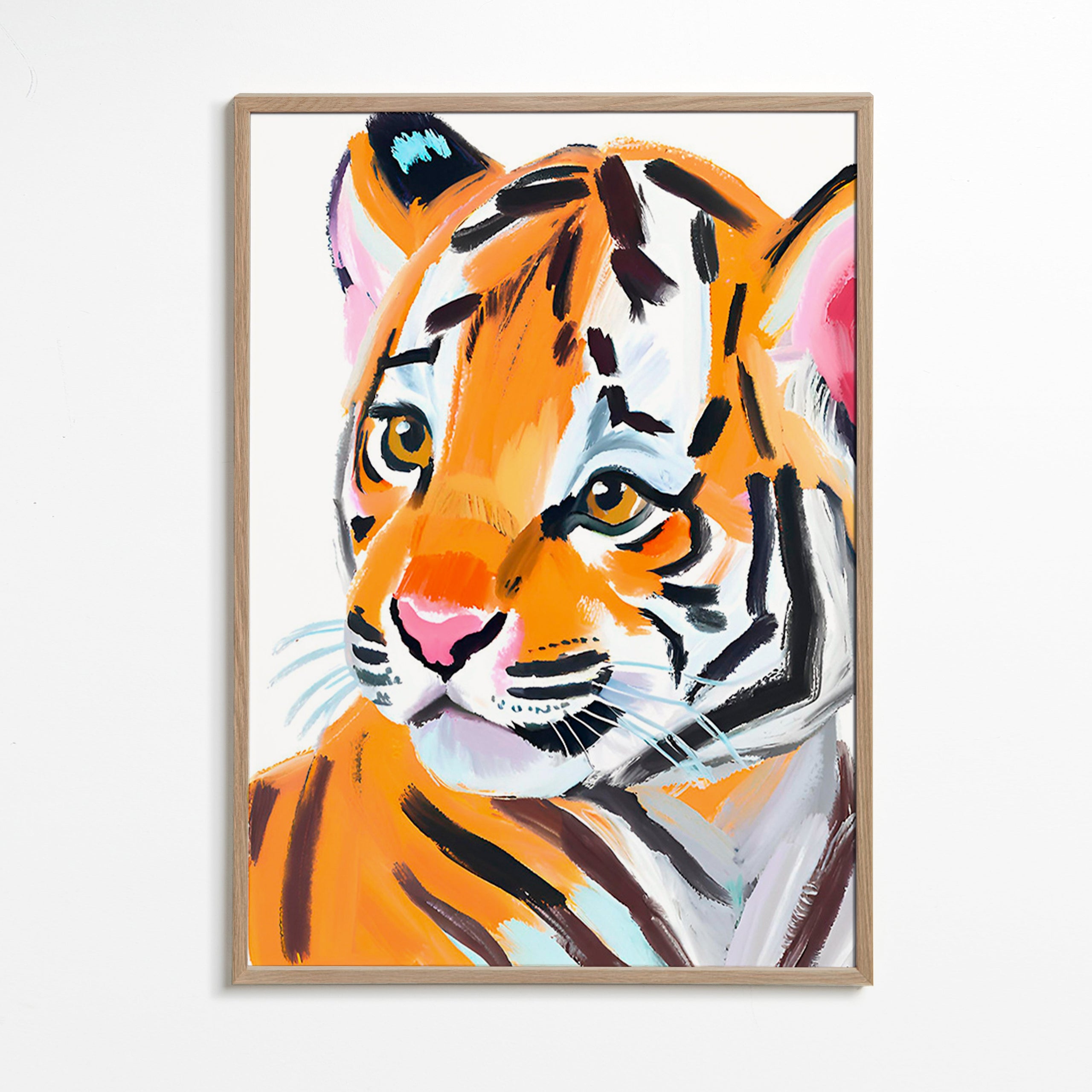 Obraz tygrys ilustrace portrét – Oak Frame