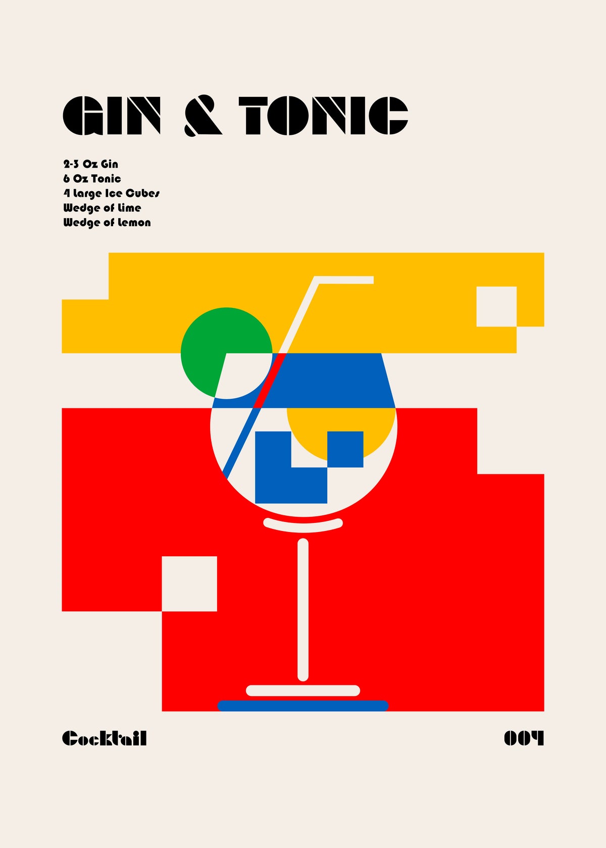 Gin a Tonic Bauhaus Cocktail - Unframed art print