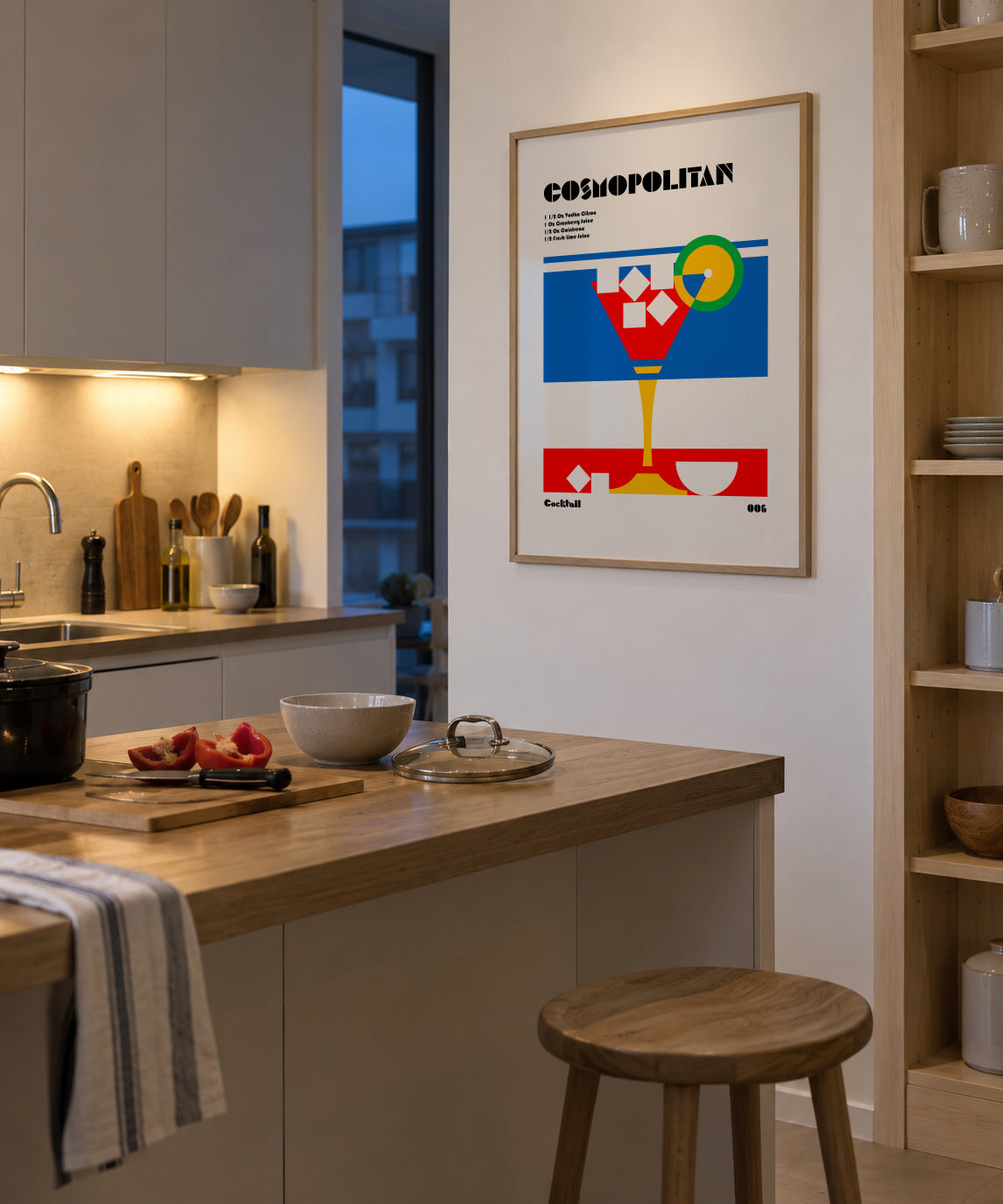 Cosmopolitan Bauhaus Cocktail - Framed poster in an interior