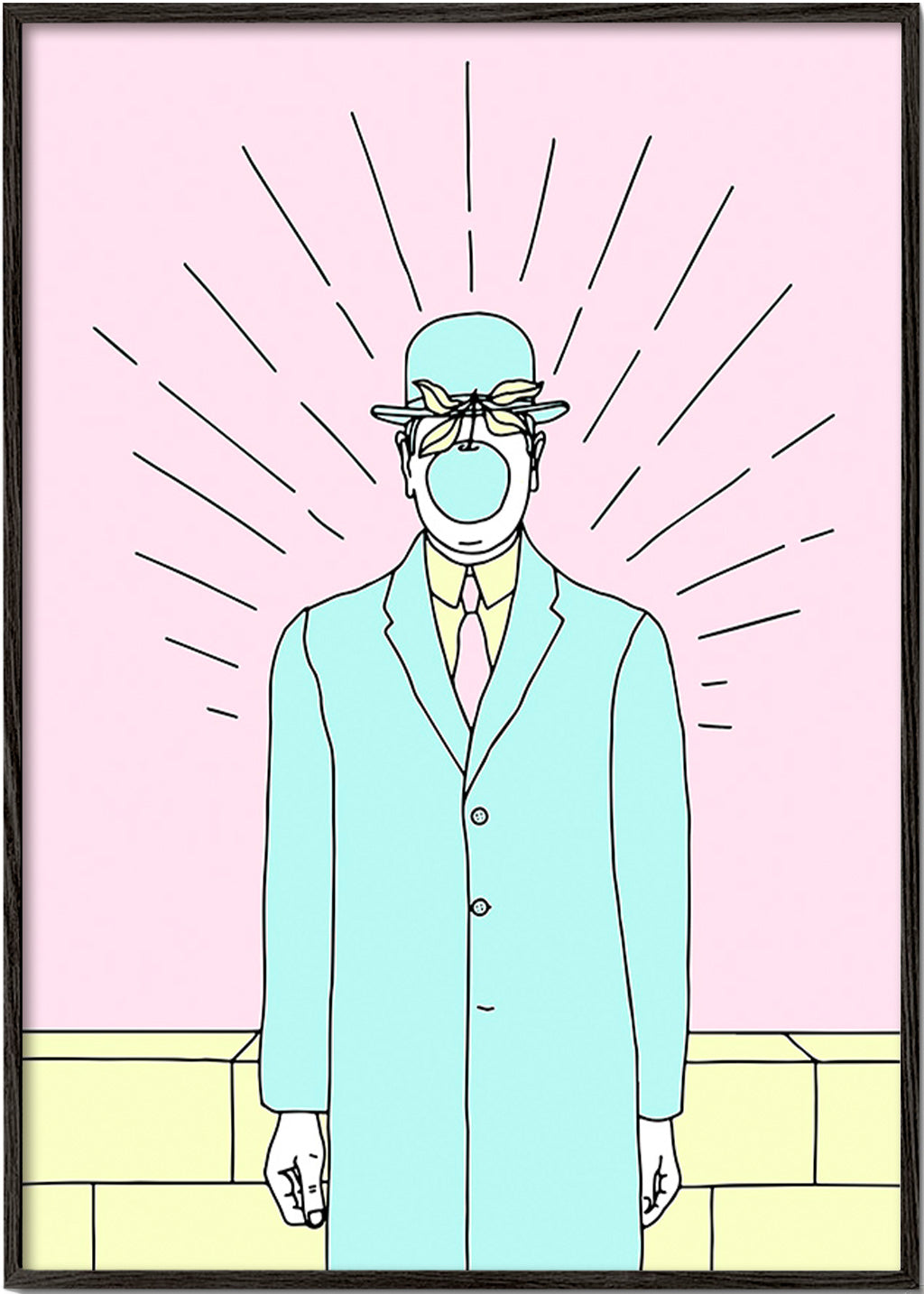 Surrealistická ilustrace muže s jablkem – Black Frame