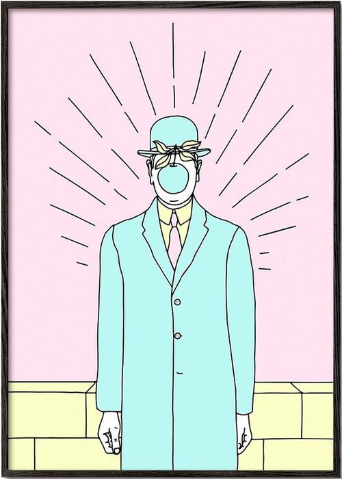 Surrealistická ilustrace muže s jablkem – Black Frame