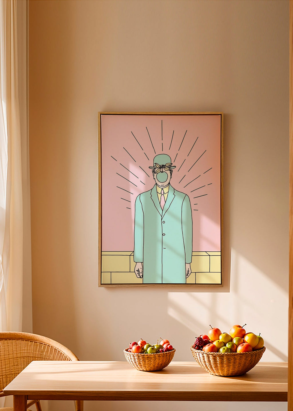 Surrealistická ilustrace muže s jablkem – Canvas1