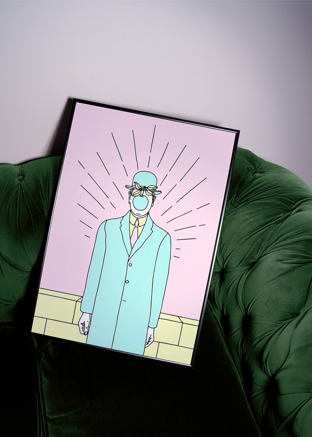 Surrealistická ilustrace muže s jablkem – Product1