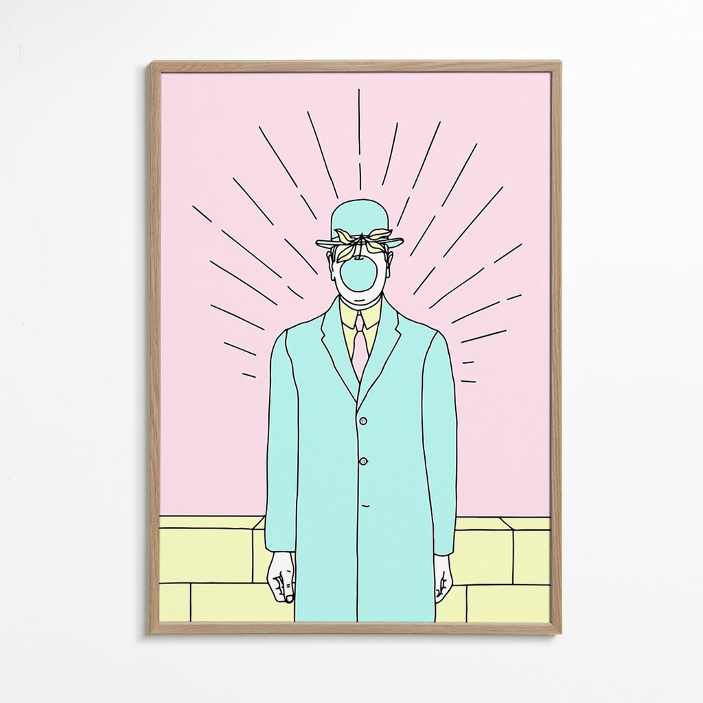 Surrealistická ilustrace muže s jablkem – Oak Frame