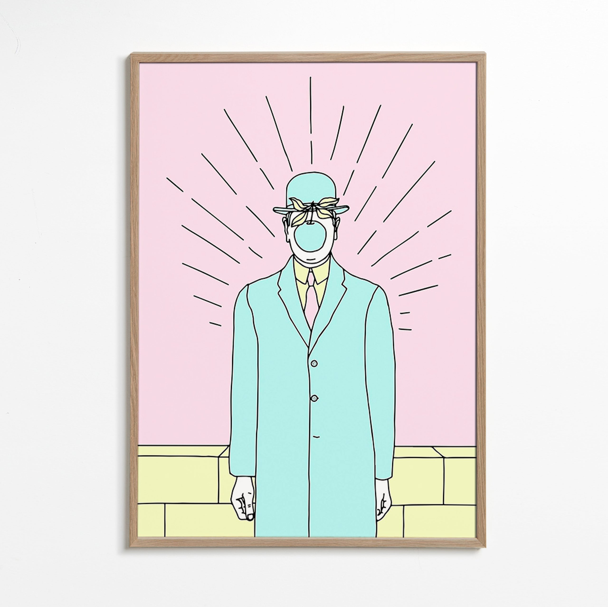 Surrealistická ilustrace muže s jablkem – Oak Frame