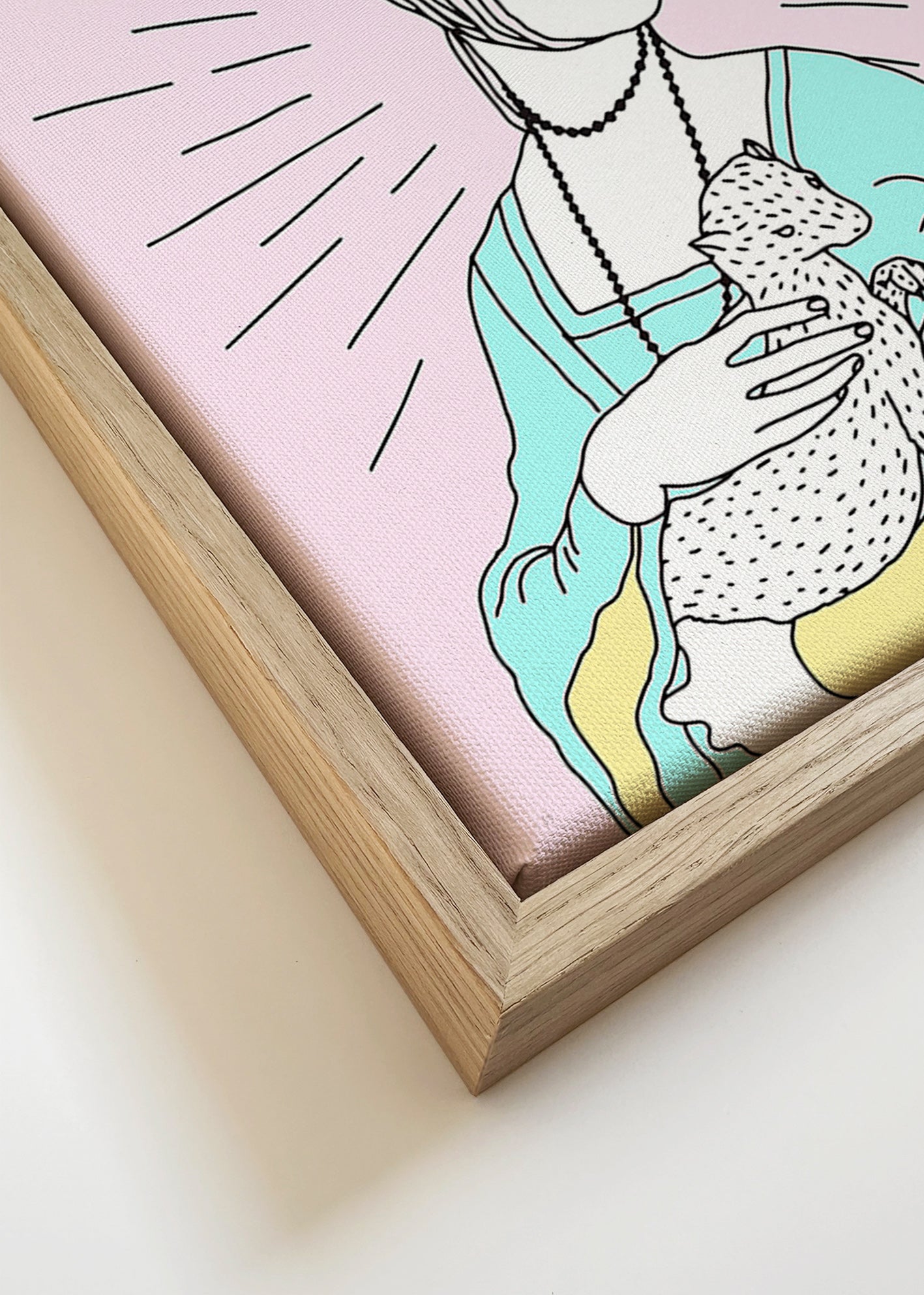Ilustrace: dáma s hranostajem v pastelových tónech – Canvas detail