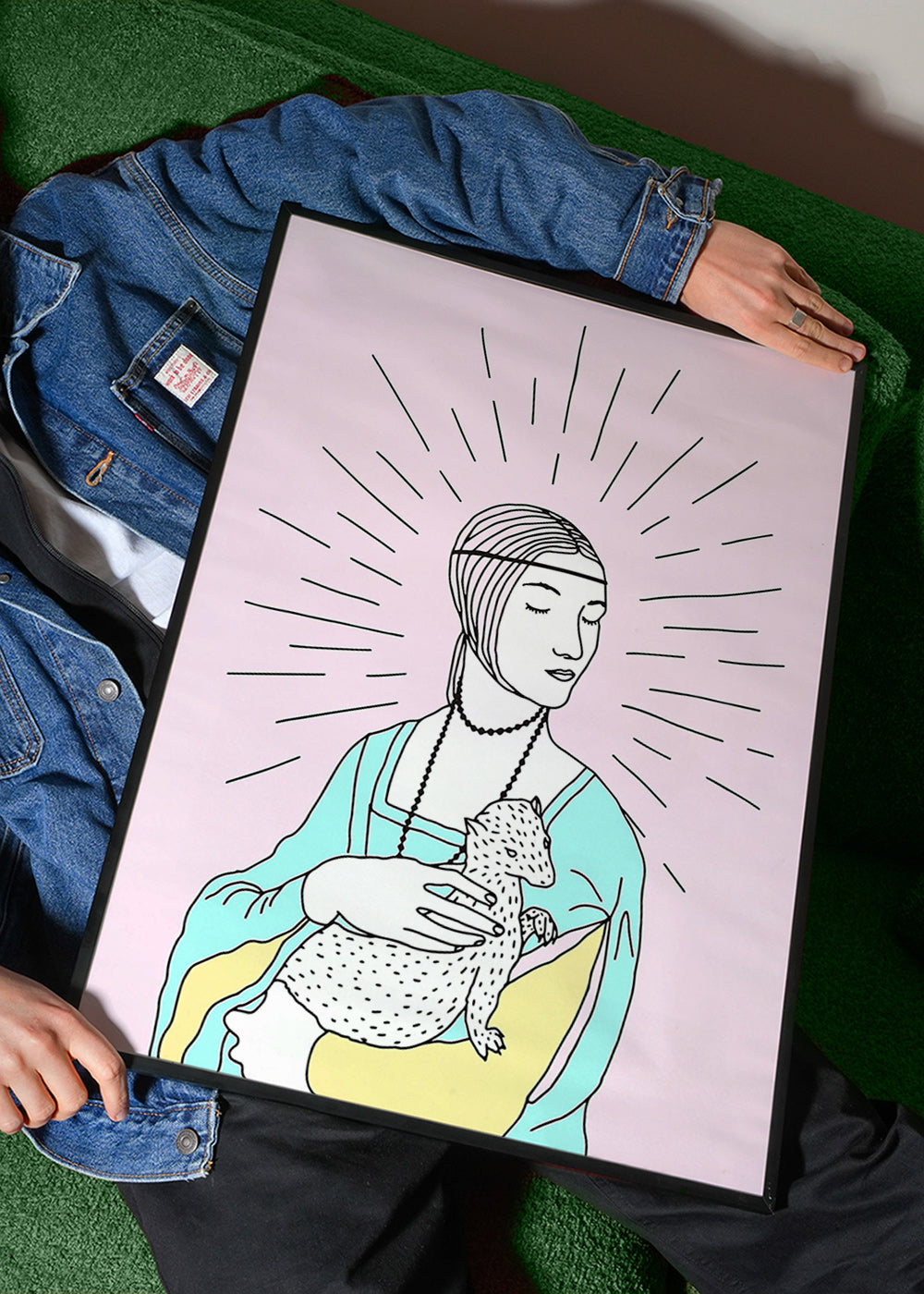 Ilustrace: dáma s hranostajem v pastelových tónech – Product3