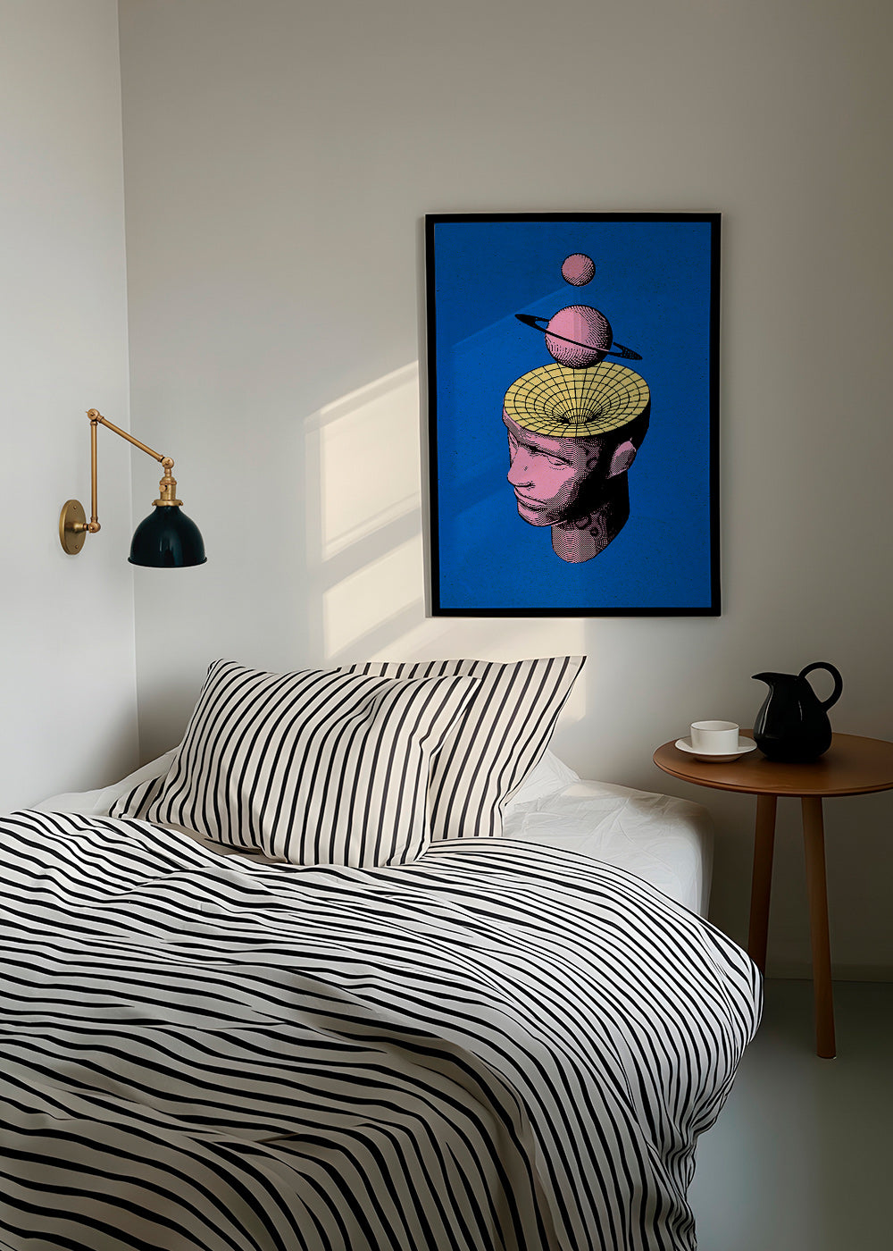 Surrealistická ilustrace hlavy s planetami – Product3