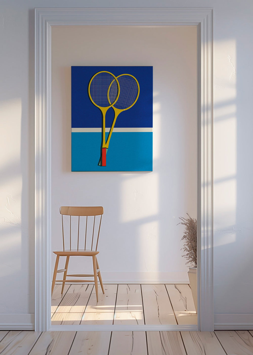 Sportovní obraz se žlutými badmintonovými raketami – Canvas