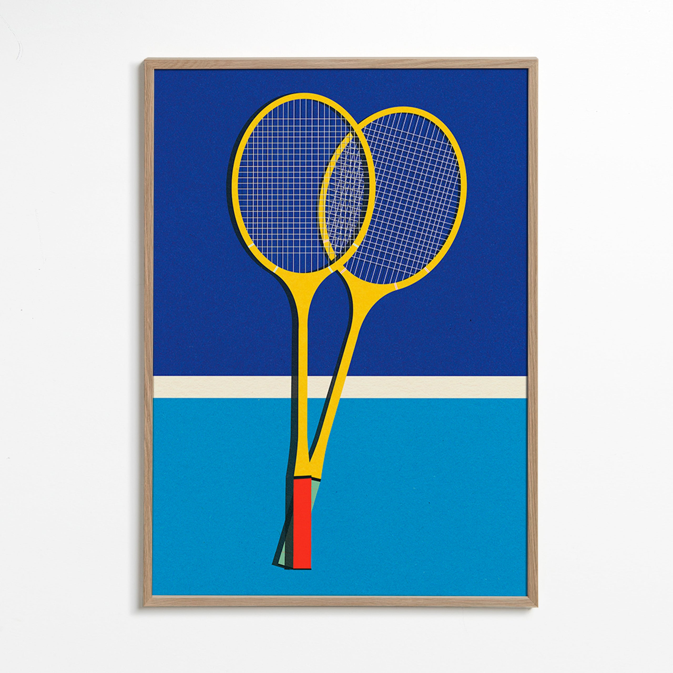 Sportovní obraz se žlutými badmintonovými raketami – Oak Frame