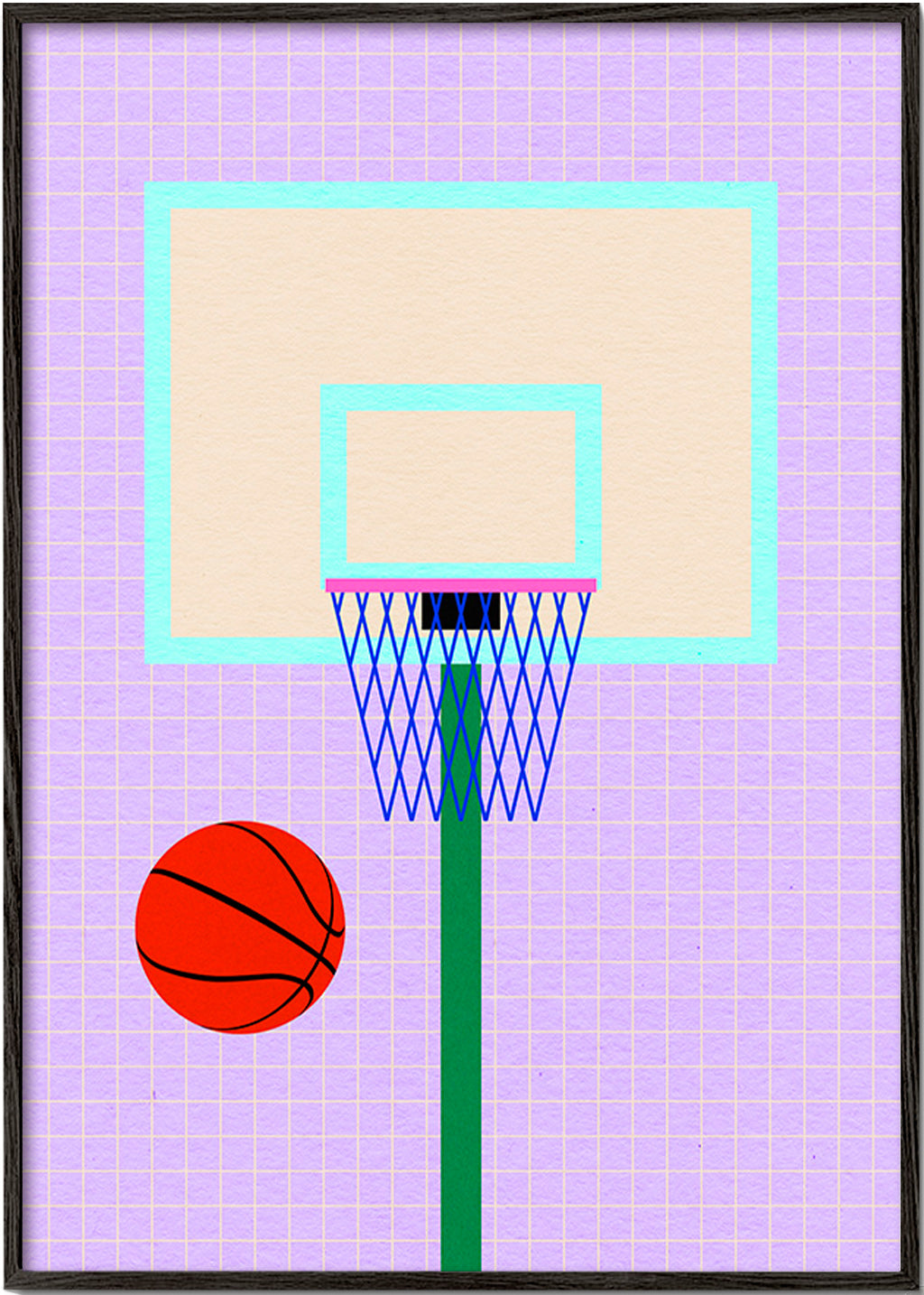 Sportovní obraz ilustrace basketbalového koše – Black Frame