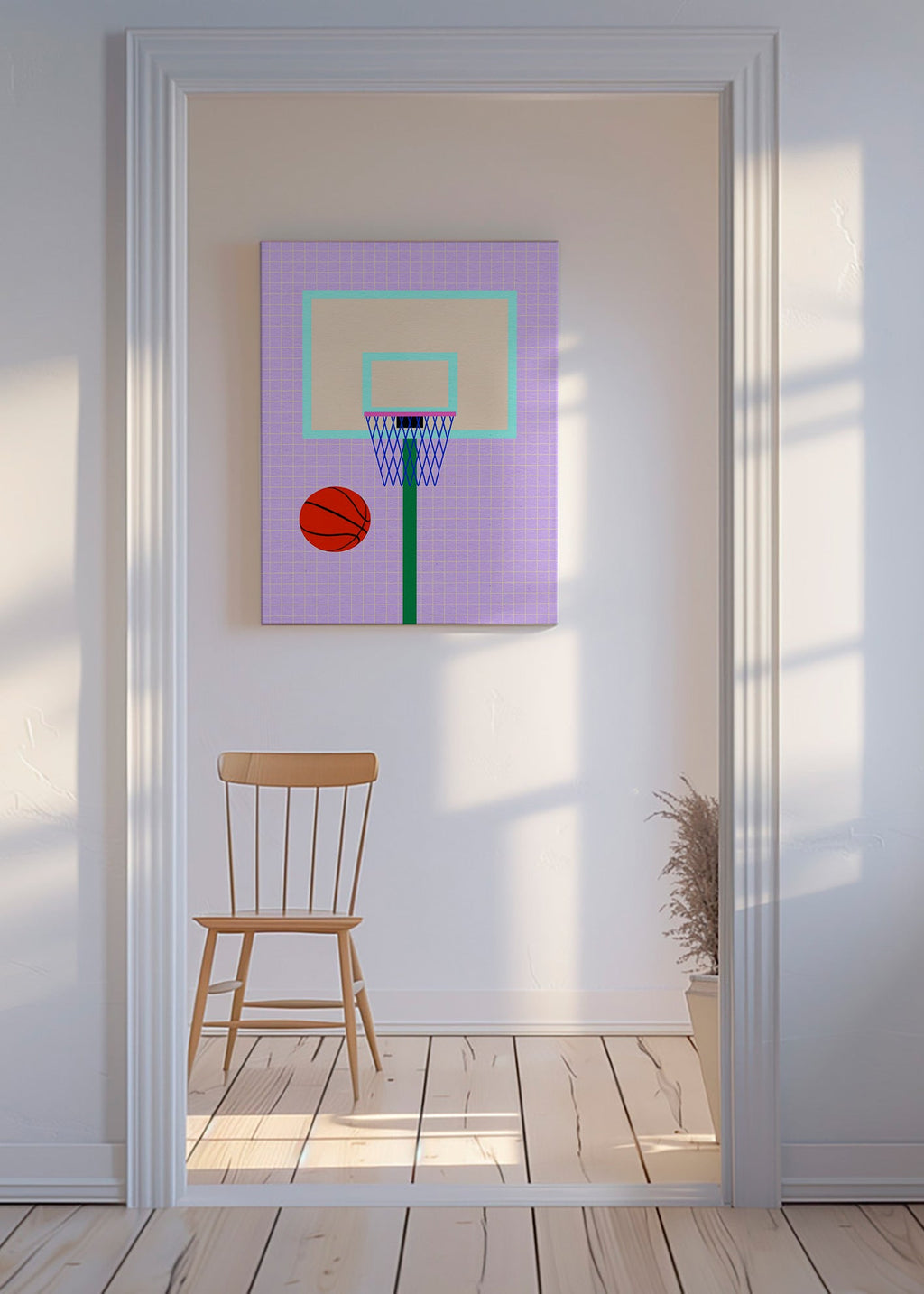 Sportovní obraz ilustrace basketbalového koše – Canvas