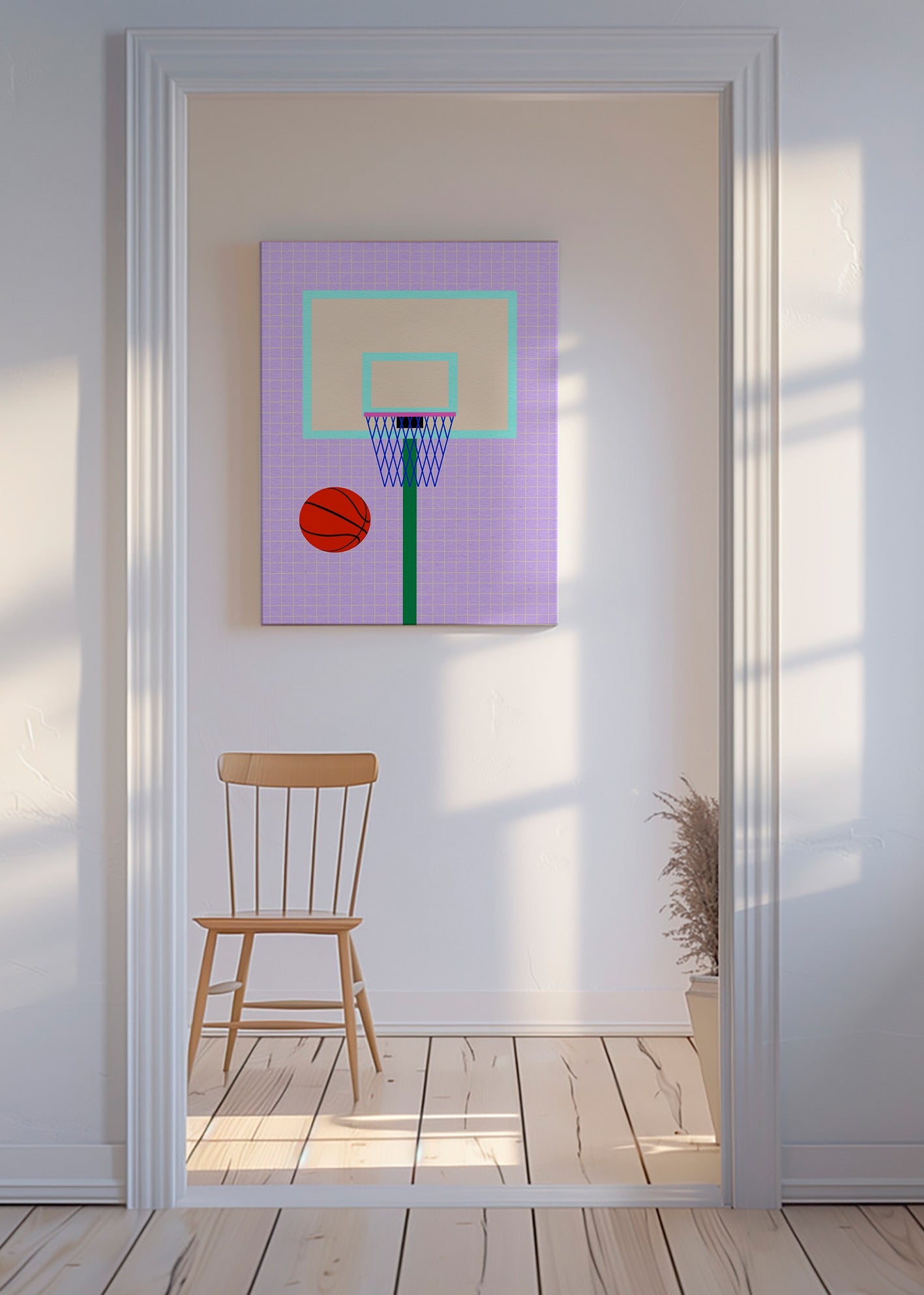 Sportovní obraz ilustrace basketbalového koše – Canvas
