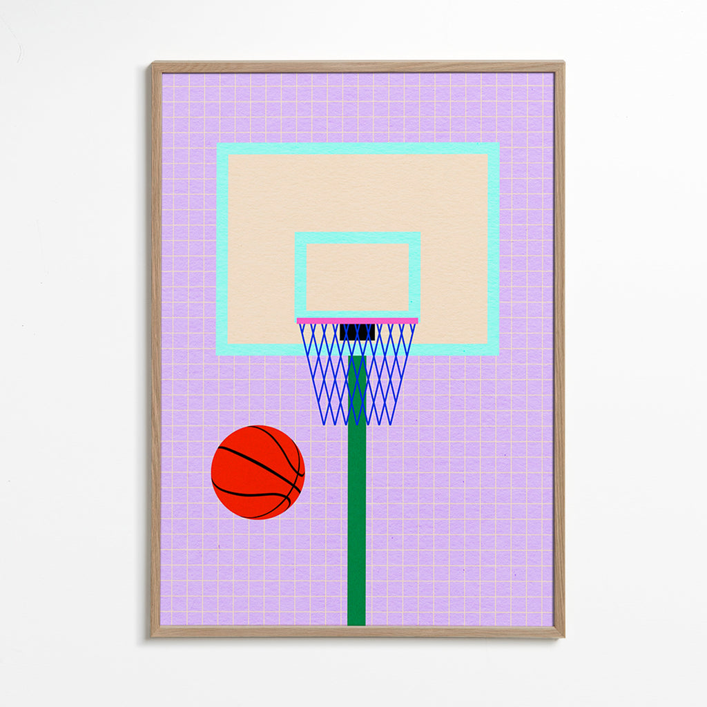Sportovní obraz ilustrace basketbalového koše – Oak Frame