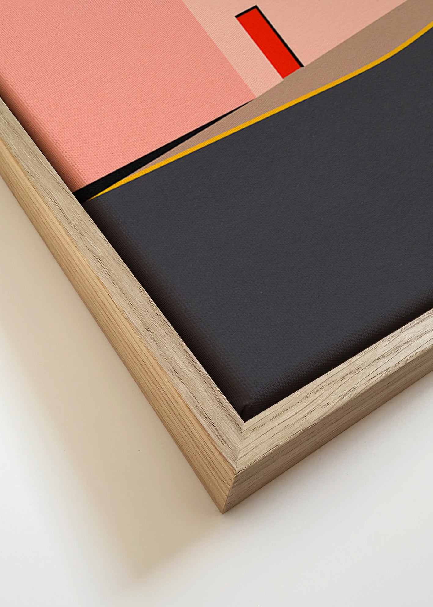 Minimalistická ilustrace fasády s červenými dveřmi – Canvas detail