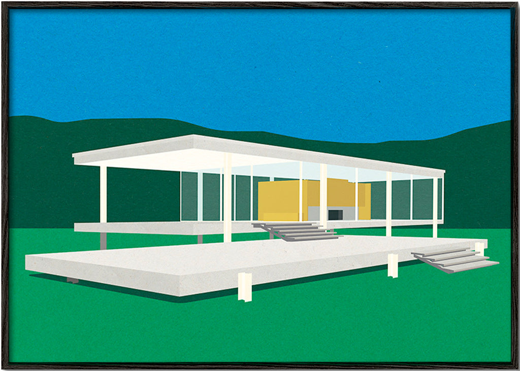 Architektonická ilustrace moderního minimalistického domu – Black Frame