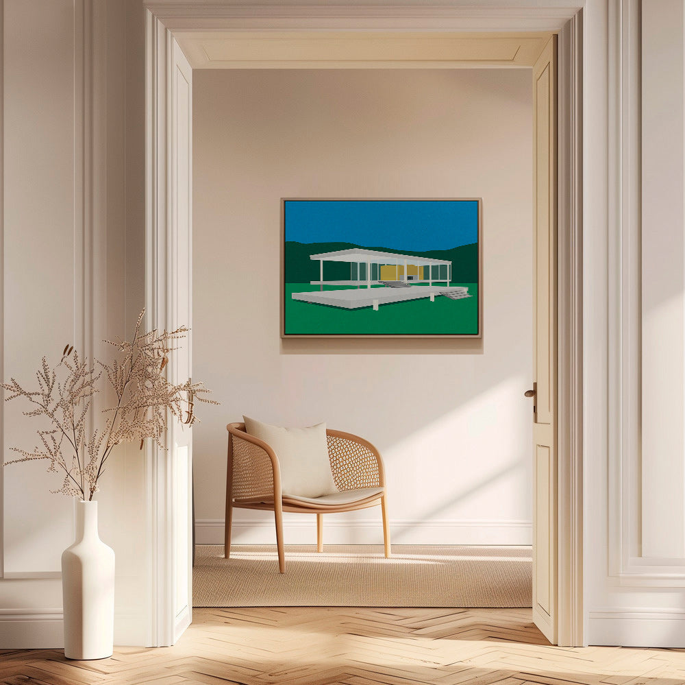 Architektonická ilustrace moderního minimalistického domu – Canvas1