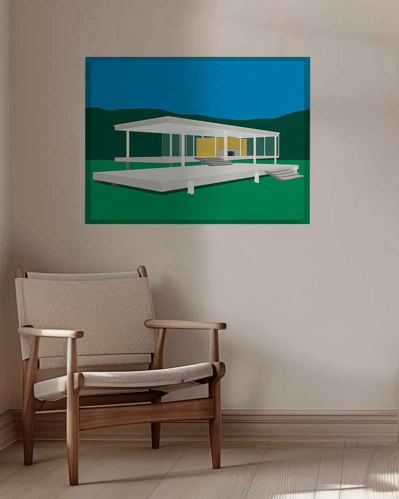 Architektonická ilustrace moderního minimalistického domu – Canvas