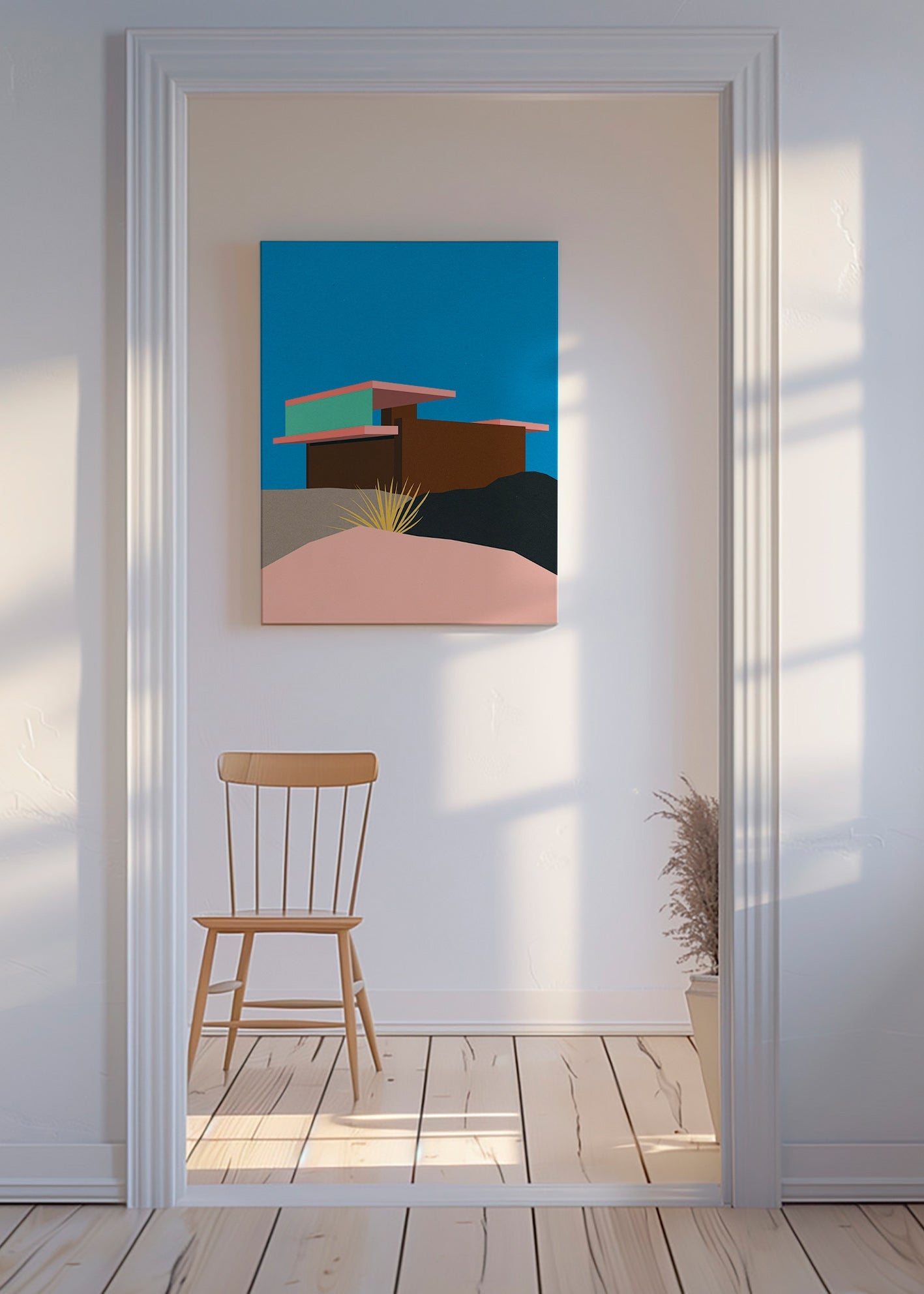 Ilustrace pouštního domu – Canvas
