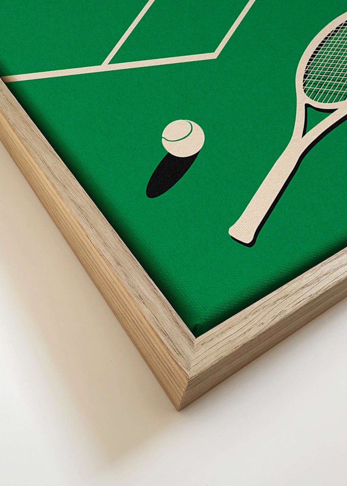 Sportovní obraz: raketa a míček na dvorci – Canvas detail