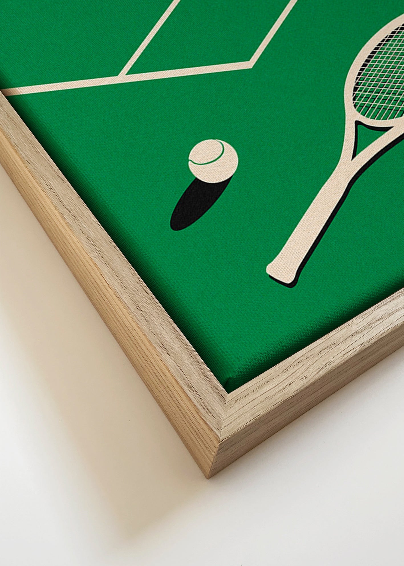 Sportovní obraz: raketa a míček na dvorci – Canvas detail