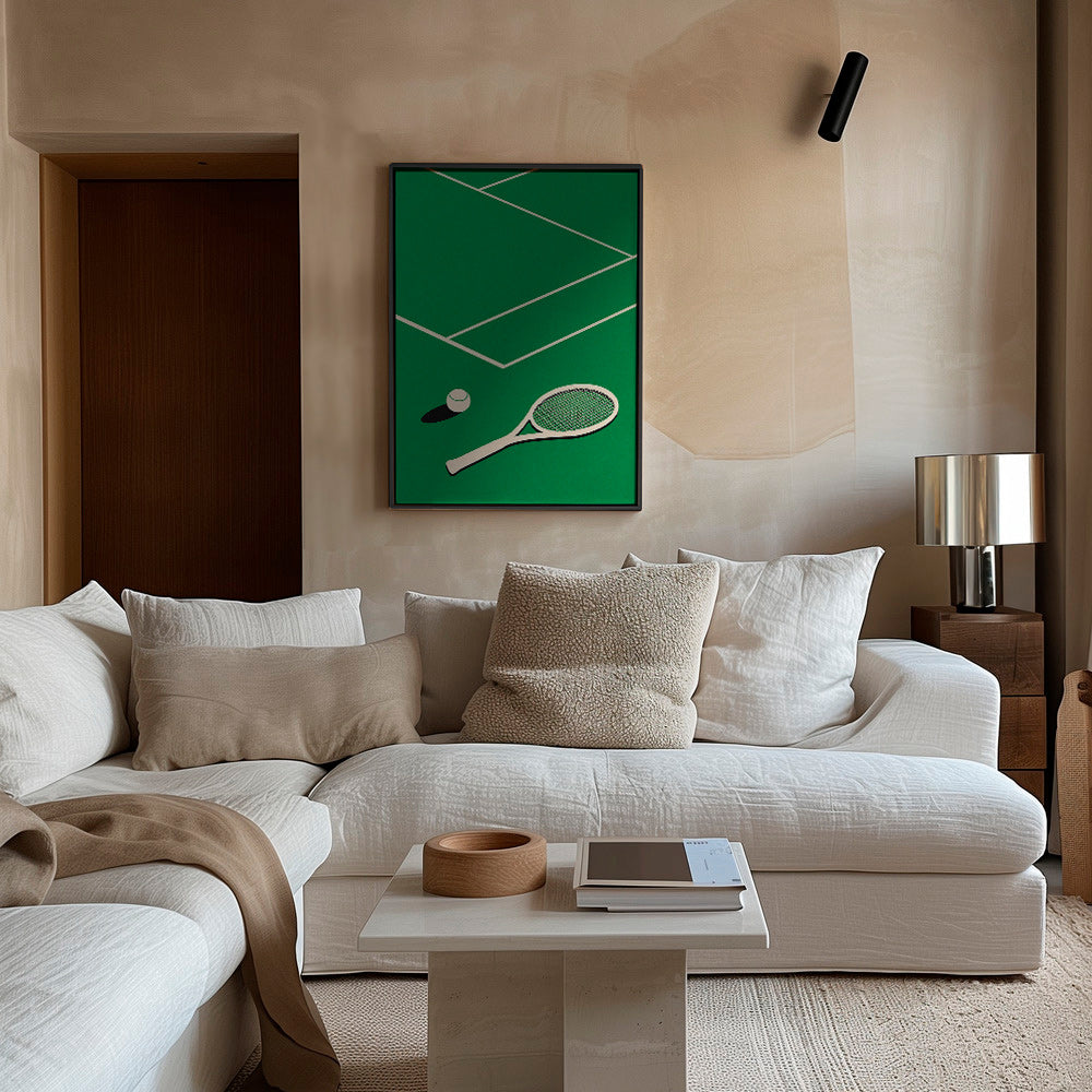 Sportovní obraz: raketa a míček na dvorci – Canvas1
