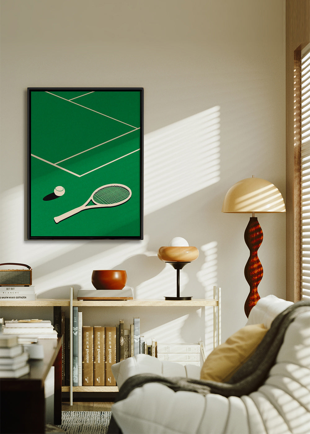 Sportovní obraz: raketa a míček na dvorci – Canvas2